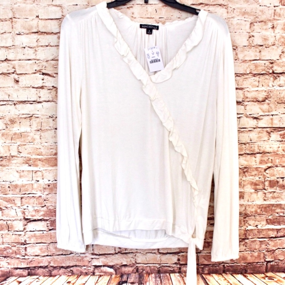 J.Crew | Mercantile Cream Ruffle Surplice Blouse